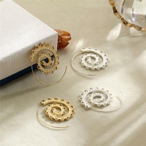 Amourjoux Jewelry - Silver Tribal spiral hoop boho swirl earrings Amourjoux Jewelry - Silver Tribal spiral hoop boho swirl earrings